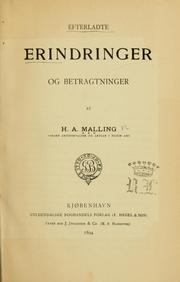 Cover of: Efterladte Erindringer og Betragtninger by H.A. Malling