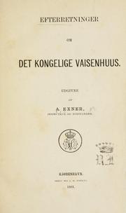 Cover of: Efterretninger om det kongelige Vaisenhuus