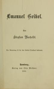 Cover of: Emanuel Geibel