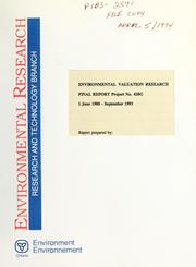 Cover of: Environmental valuation research final report: project no. 428G, 1 June 1988 - September 1993 : report