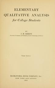 Cover of: Elementary qualitative analysis for college students by J. H. Reedy