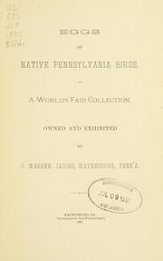 Cover of: Eggs of native Pennsylvania birds | Joseph Warren Jacobs