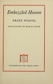 Cover of: Embezzled heaven by Franz Werfel