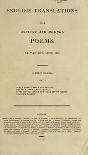 Cover of: English translations: from ancient and modern poems
