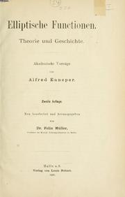 Cover of: Elliptische Functionen. by Alfred Enneper