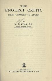Cover of: The English critic from Chaucer to Auden