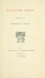 Cover of: English odes