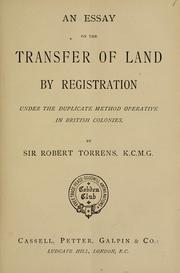 Cover of: essay on the transfer of land by registration, under the duplicate method operative in British colonies