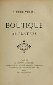 Cover of: Boutique de platres.