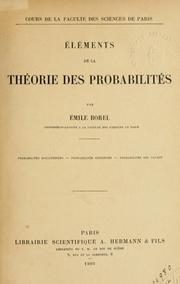 Cover of: Eléments de la théorie des probabilités. by Emile Borel