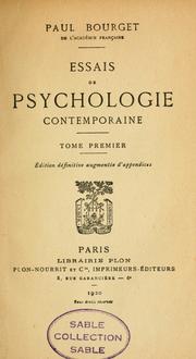 Cover of: Essais de psychologie contemporaine. by Paul Bourget