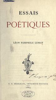 Cover of: Essais poétiques