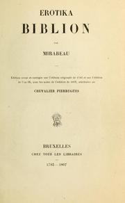 Cover of: Erotika biblion by Honoré-Gabriel de Riquetti comte de Mirabeau