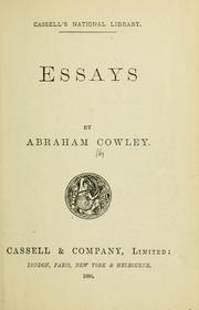 Cover of: Essays by Abraham Cowley