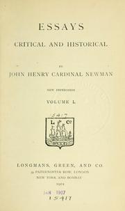 Cover of: Essays, critical and historical by John Henry Newman