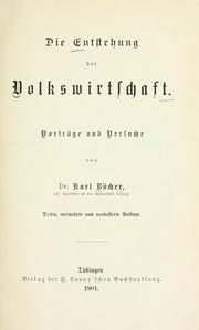 Cover of: Die Entstehung der Volkswirtschaft by Karl Bücher