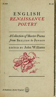 Cover of: English Renaissance poetry by John Williams