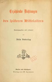 Cover of: Erzählende Dichtungen des späteren Mittelalters.