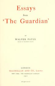 Cover of: Essays from 'The Guardian' by Walter Pater
