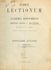 Cover of: Epiphyllides Lucianeas. by Franz Volkmar Fritzsche