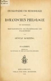 Cover of: Encyklopaedie und Methodologie der romanischen Philologie mit besonderer Berücksichtigung des Französischen und Italienischen.