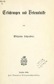 Cover of: Erfarungen und Bekenntnisse.
