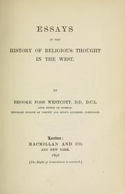 Cover of: Essays in the history of religious thought in the West | Brooke Foss Westcott