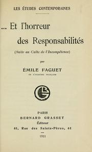 Cover of: Et l'horreur des reponsabilités: (suite au Culte de l'incompétence)