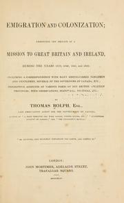 Cover of: Emigration and colonization by Rolph, Thomas