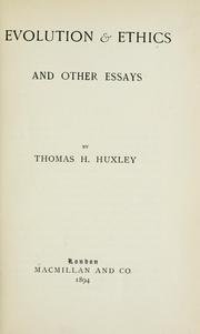 Cover of: Evolution and ethics by Thomas Henry Huxley