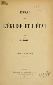 Cover of: Essai sur l'église et l'état by Sorel, Georges