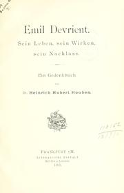 Cover of: Emil Devrient by H. H. Houben, H. H. Houben