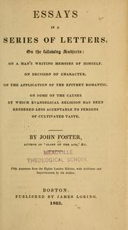 Cover of: Essays in a series of letters, on the following subjects by John Foster