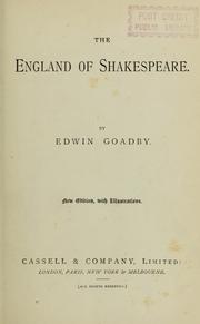 Cover of: The England of Shakespeare.