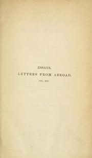 Cover of: Essays, letters from abroad, translations and fragments
