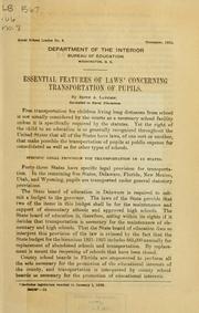 Cover of: Essential features of laws concerning transportation of pupils by Edith A. Lathrop