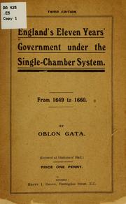 England's eleven years' government under the single-chamber system
