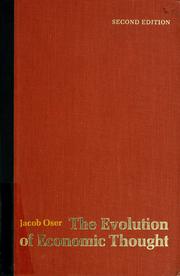 Cover of: The evolution of economic thought