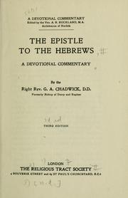 Cover of: The Epistle to the Hebrews by Chadwick, G. A.