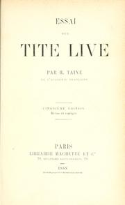 Cover of: Essai sur Tite Live by Hippolyte Taine