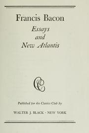 Cover of: Essays and New Atlantis. by Francis Bacon