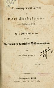 Erinnerungen aus Berlin an Carl Seydelmann by Georg Knispel