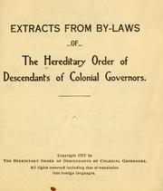 Cover of: Extract from by-laws of the Hereditary Order of Descendants of Colonial Governors. | Hereditary Order of Descendants of Colonial Governors.