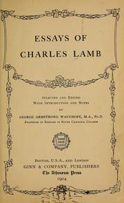 Cover of: Essays of Charles Lamb by Charles Lamb
