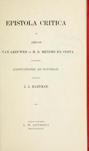 Cover of: Epistola critica ad amicos J. van Leeuwen et M.B. Mendes da Costa continens annotationes ad Odysseam