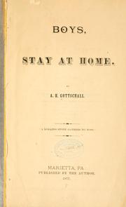 Cover of: Boys, stay at home.