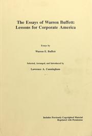Cover of: The essays of Warren Buffett: lessons for corporate America