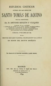 Cover of: Estudios críticos acerca de las obras de Santo Tomás de Aquino