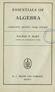 Cover of: Essentials of algebra by Hart, Walter W.