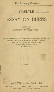 Cover of: Essay on Burns